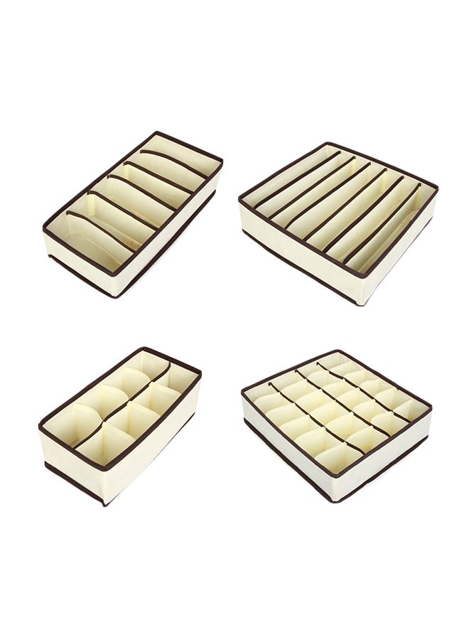 Sharpdo Set Of 4 Multi-Grids Underwear Socks Storage Box White/Brown - Image 1