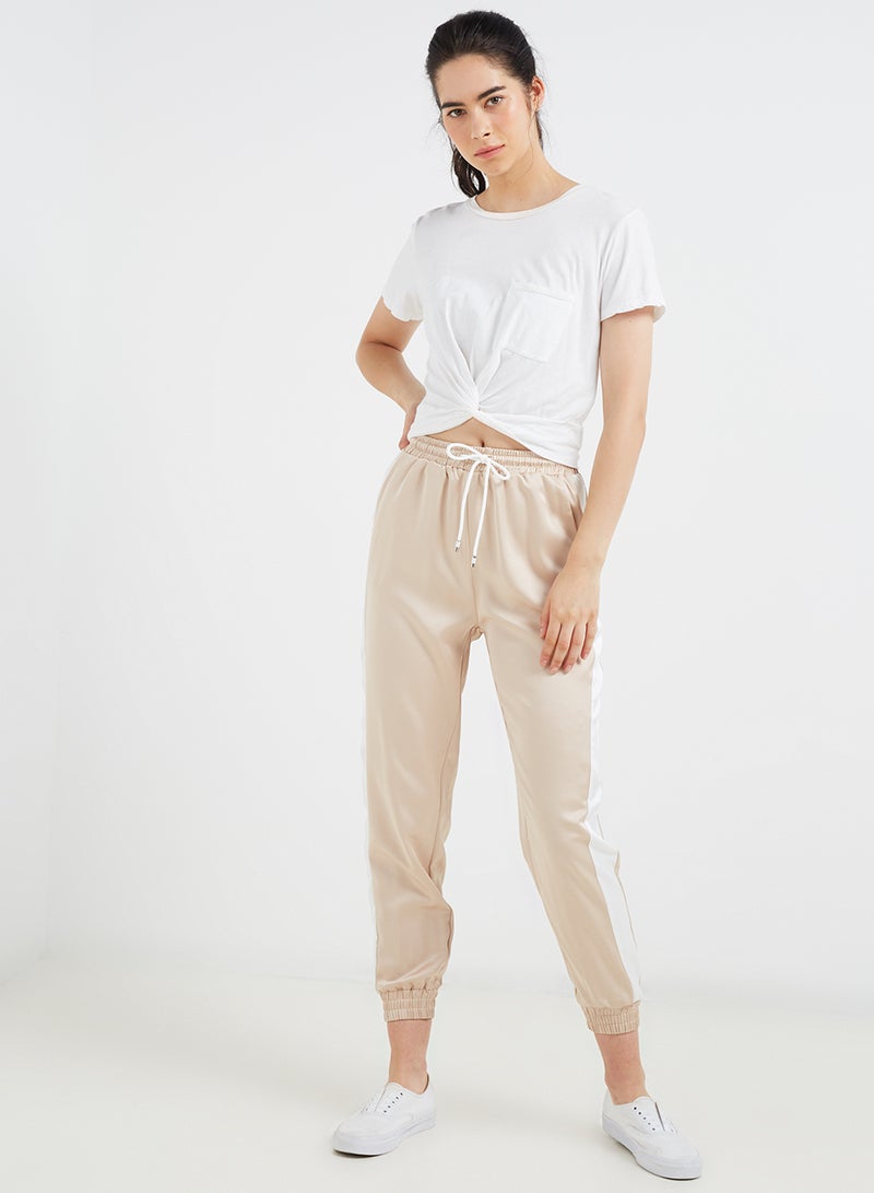 Iconic Mid Rise Drawstring Joggers Brown  - Image 3