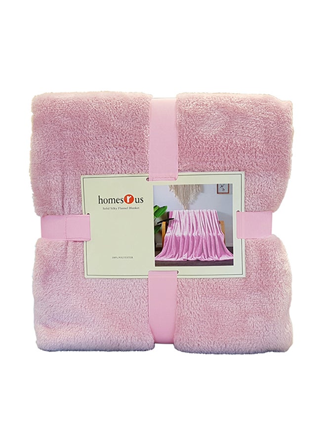 هومس آر أس بطانية سرير حريرية مزدوجة الطبقات من البوليستر باللون الزهري الفاتح بوليستر وردي فاتح 220x200سم - Image 1