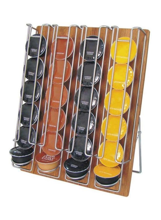24 Capsules Coffee Pod Holder Silver/Brown/Black