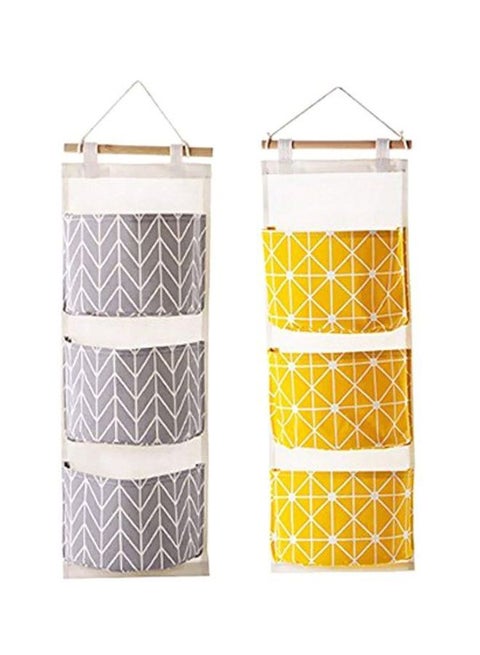 2-Piece Wall Hanging Storage Bag Black/White/Yellow 20*61*2cm