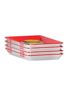 NuSense 4-Piece Sealed Lid Tray Set Red/White 30centimeter 