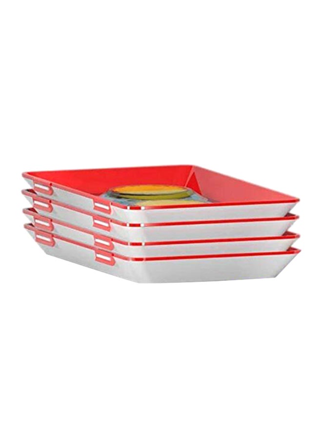 NuSense 4-Piece Sealed Lid Tray Set Red/White 30centimeter 