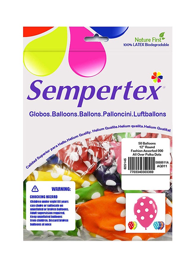 Sempertex 50-Piece All Over Polka Dots Round Latex Balloon Set  - Image 2