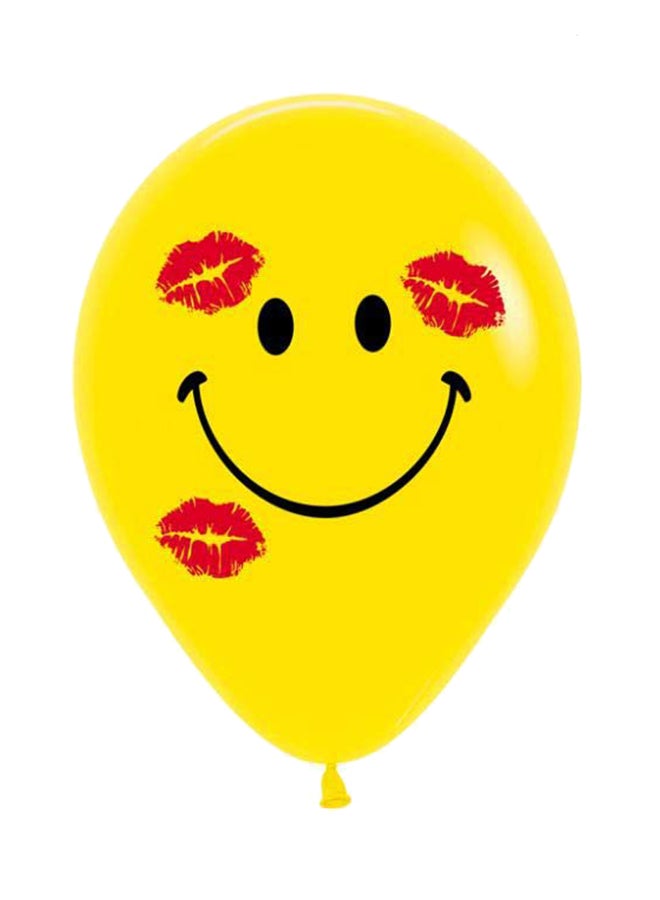 Sempertex 12-Piece 2 Sides Smiley Face Kisses Round Latex Balloon 12inch - Image 1