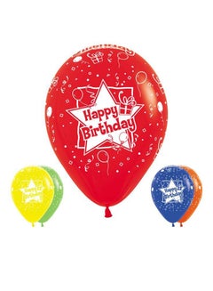 Sempertex 12-Piece All Over Happy Birthday Stars Round Latex Balloon 12inch  - Image 1