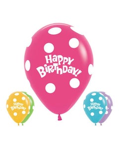 Sempertex 12-Piece All Over Happy Birthday Polka Round Latex Balloon 12inch  - Image 1