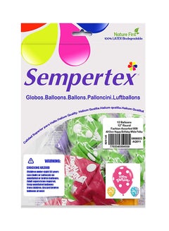 Sempertex 12-Piece All Over Happy Birthday Polka Round Latex Balloon 12inch  - Image 2