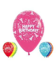 Sempertex 12-Piece All Over Happy Birthday Hats Round Latex Balloon 12inch  - Image 1