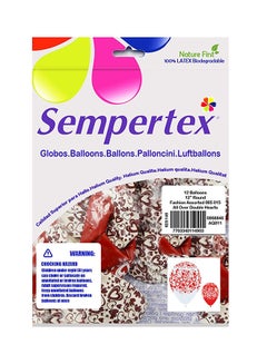 Sempertex 12-Piece All Over Double Hearts Round Latex Balloon 12inch  - Image 2