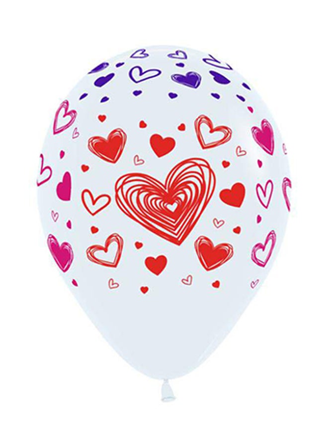 Sempertex 12-Piece All Over Three Inks Heart Round Latex Balloon 12inch - Image 1