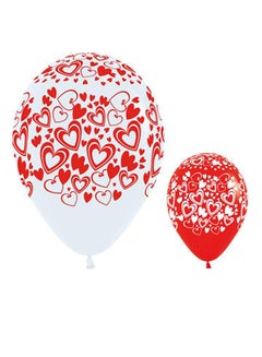 Sempertex 12-Piece All Over Double Hearts Round Latex Balloon 12inch  - Image 1
