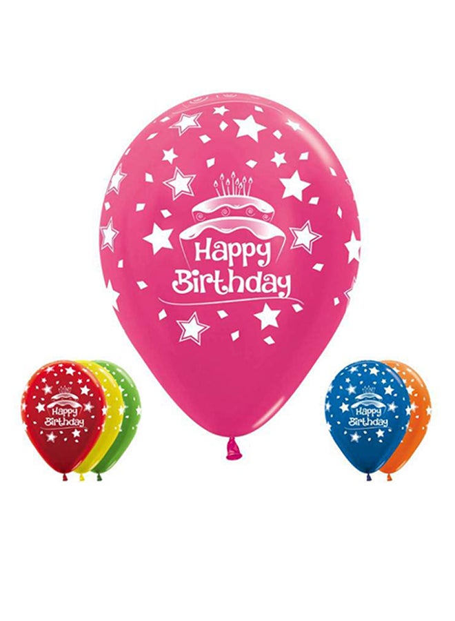 Sempertex 12-Piece All Over Happy Birthday Cake Round Latex Balloon 12inch - Image 1