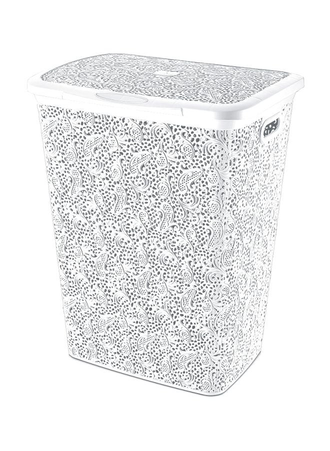 هوبي لايف سلة غسيل بتصميم من الدانتيل أبيض ناعم 57لترات