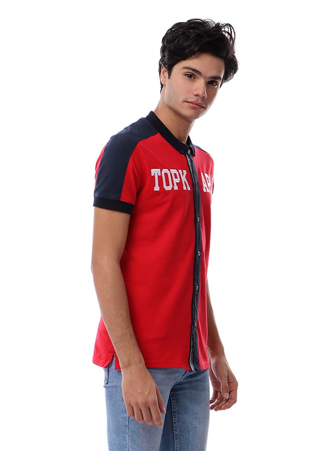 TOP KAPI Front Stitched Buttoned Shirt Red  - Image 3