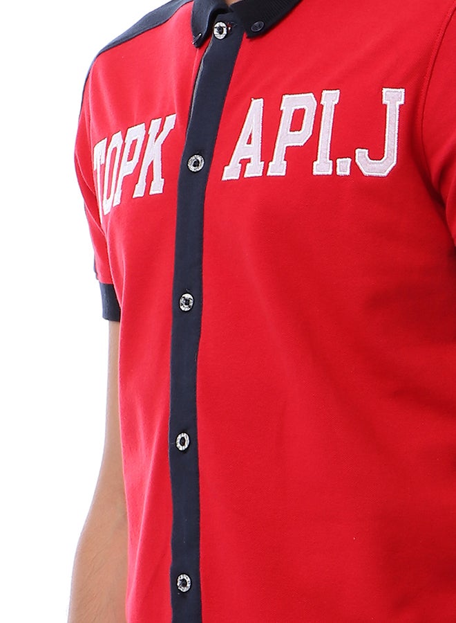 TOP KAPI Front Stitched Buttoned Shirt Red  - Image 4