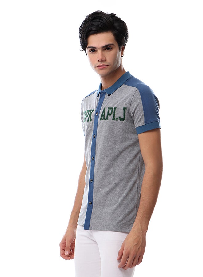TOP KAPI Front Stitched Buttoned Shirt Light Grey  - Image 3