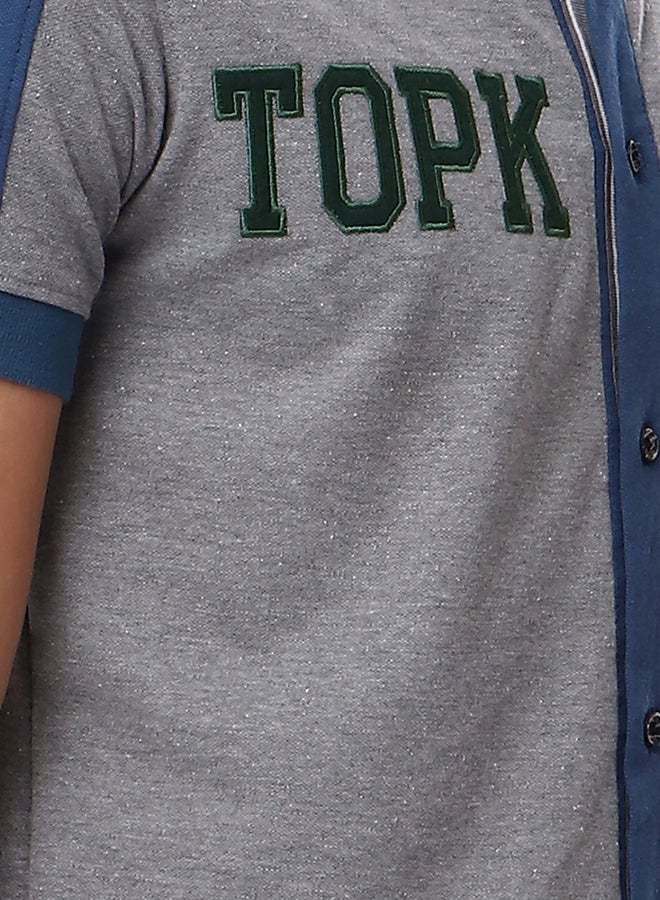 TOP KAPI Front Stitched Buttoned Shirt Light Grey  - Image 4
