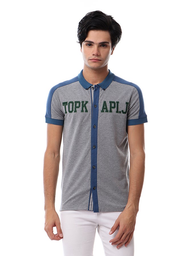 TOP KAPI Front Stitched Buttoned Shirt Light Grey  - Image 1