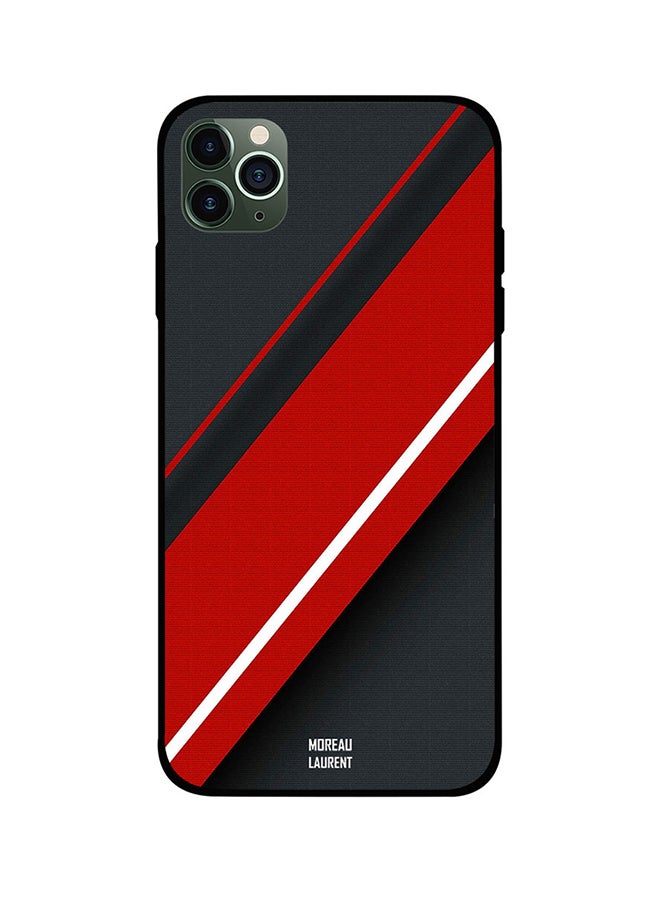 Moreau Laurent Protective Case Cover For Apple iPhone 11 Pro Max Red / White Strips Over Dark Grey Pattern