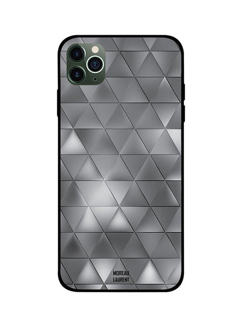 Protective Case Cover For Apple iPhone 11 Pro Max Triangle Shapes Grey Lighten Pattern
