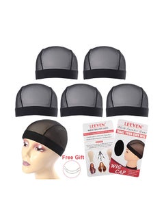 Leeven 5-Piece Stretchable Nylon Net Mesh Dome Caps Black  - Image 1