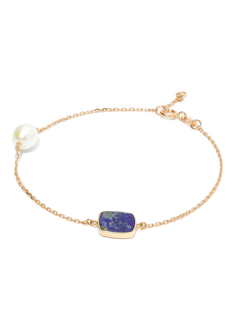 18 Karat Rose Gold Lapis And Pearl Two Stone Bracelet - v1573564696/N31968124A_1