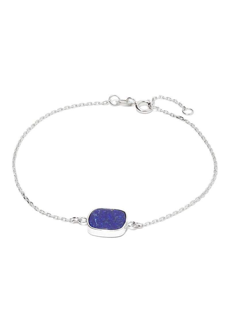 Capri Gold 18 Karat White Gold Lapis Lazuli Single Stone Bracelet - Image 1