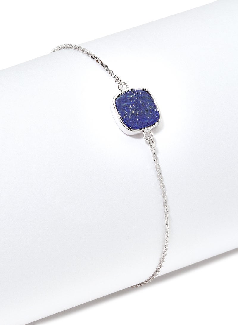 Capri Gold 18 Karat White Gold Lapis Lazuli Single Stone Bracelet - Image 2