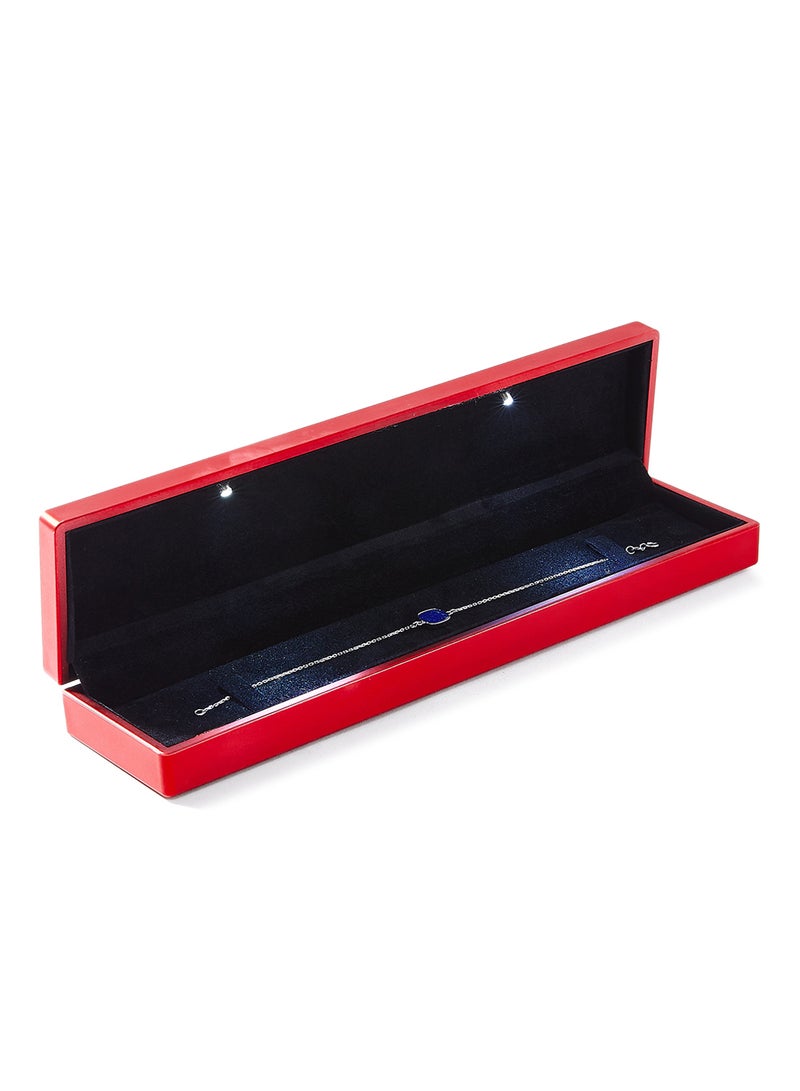 Capri Gold 18 Karat White Gold Lapis Lazuli Single Stone Bracelet - Image 4