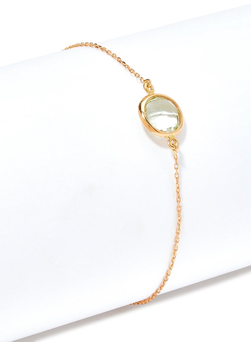 Capri Gold 18 Karat Rose Gold Green Amethyst Single Stone Bracelet  - Image 2