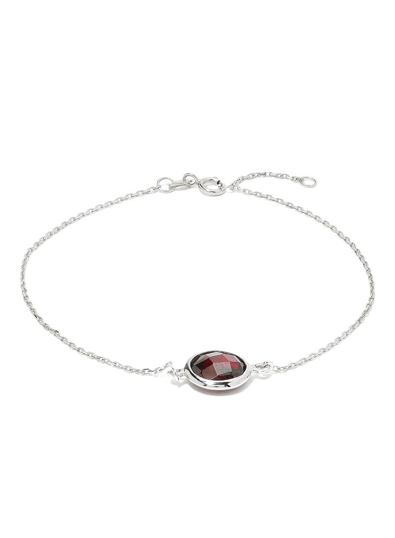Capri Gold - 18 Karat White Gold Garnet Single Stone Bracelet - Image 1