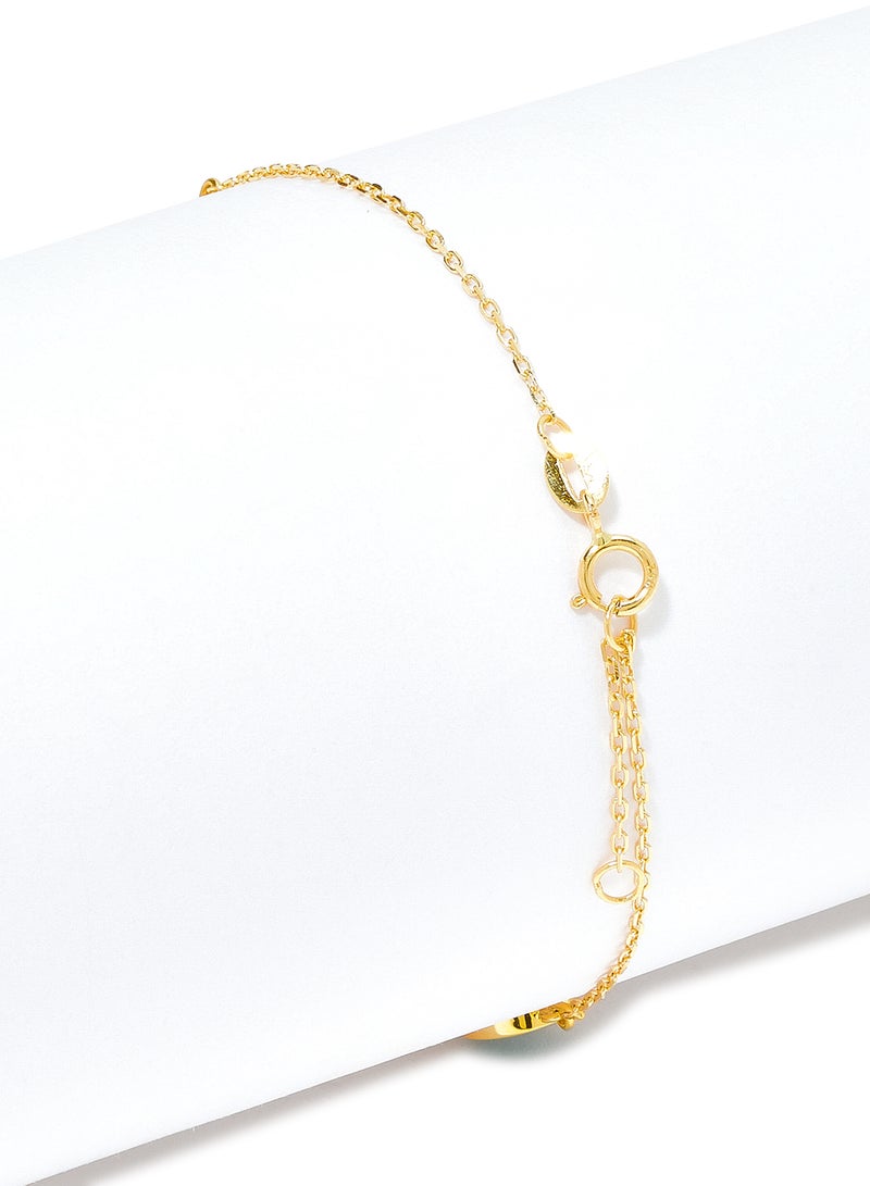 Capri Gold 18 Karat Gold Turquoise And Pearl Three Stone Bracelet - Image 3