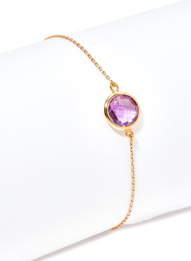 Capri Gold 18 Karat Rose Gold Amethyst Single Stone Bracelet  - Image 2
