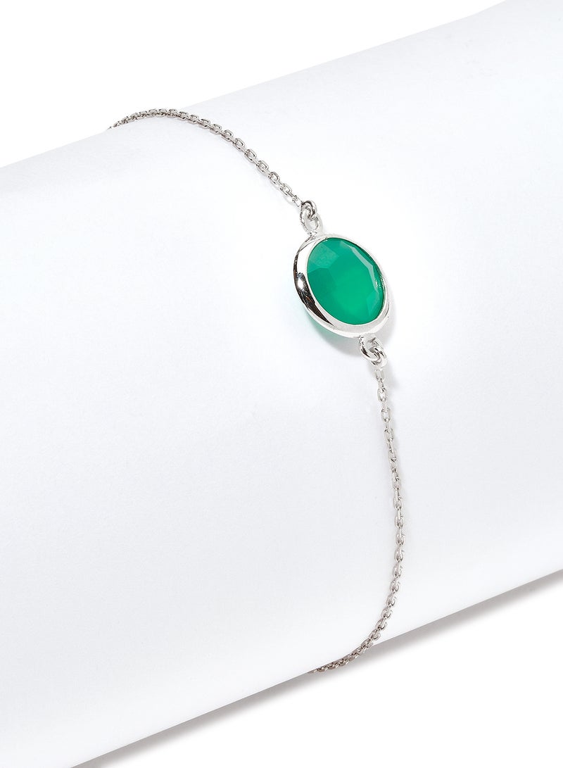 Capri Gold 18 Karat White Gold Green Onyx Single Stone Bracelet - Image 2
