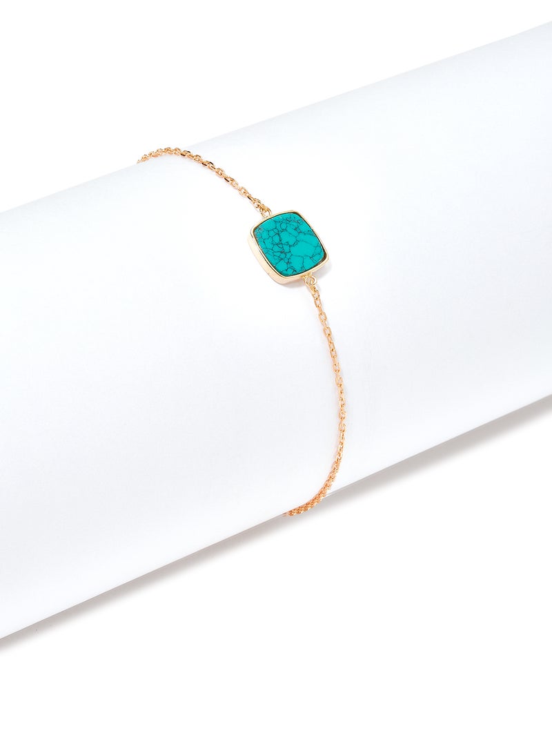 18 Karat Rose Gold Turquoise And Pearl Two Stone Bracelet