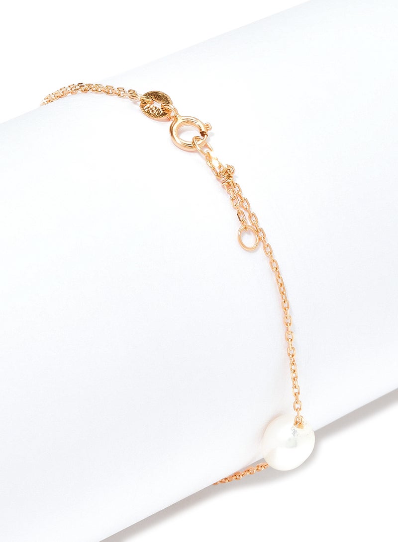 18 Karat Rose Gold Turquoise And Pearl Two Stone Bracelet