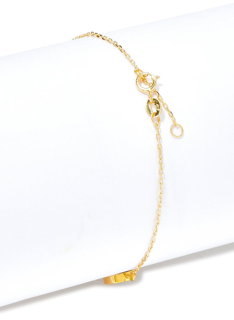 18 Karat Gold Turquoise And Pearl Three Stone Bracelet