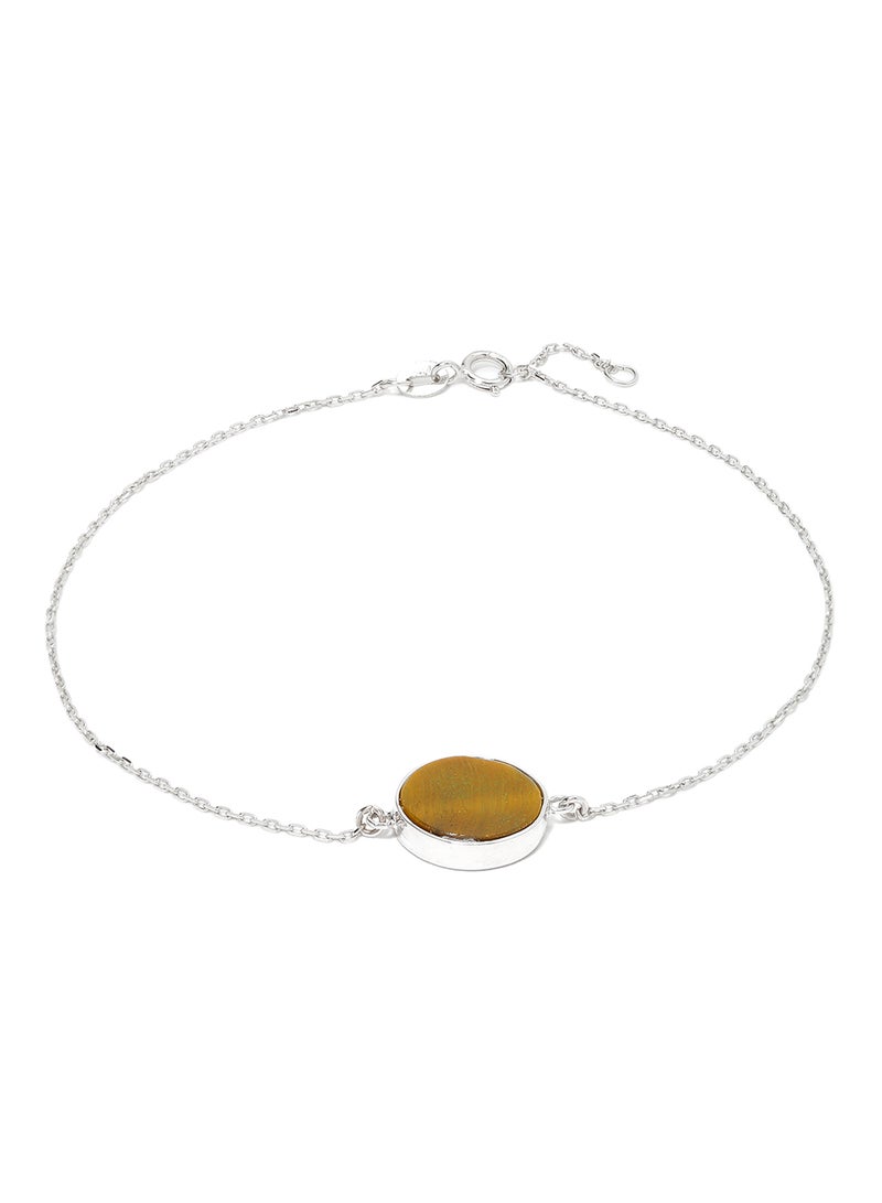 Capri Gold - 18 Karat White Gold Tiger Eye Single Stone Bracelet - Image 1