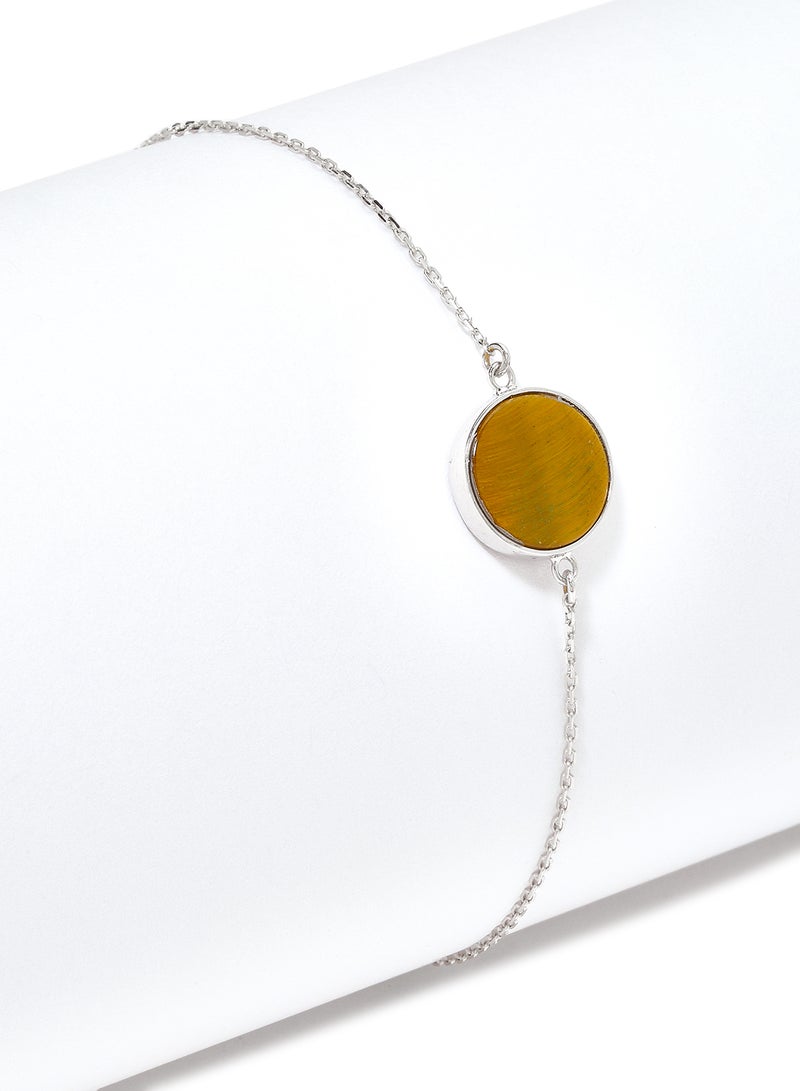 Capri Gold - 18 Karat White Gold Tiger Eye Single Stone Bracelet - Image 1