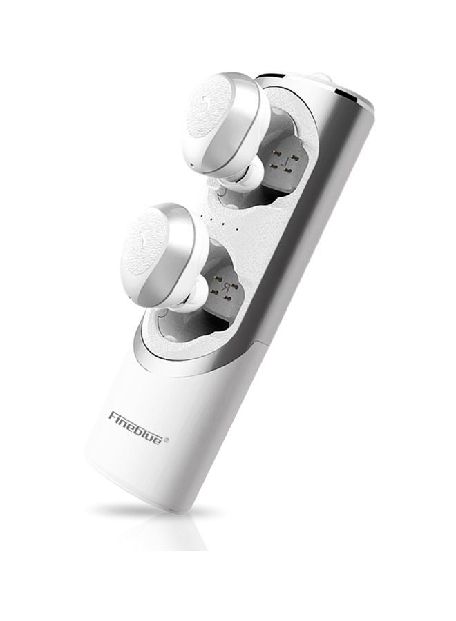 Fineblue - XS Bluetooth In-Ear Earphones With Mic White/Silver - Image 1