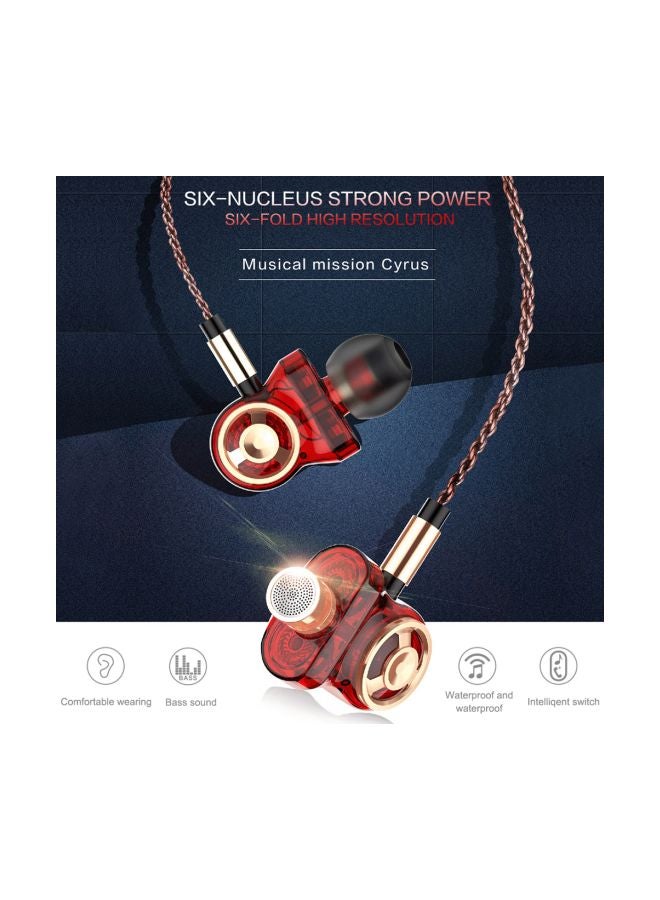 QKZ Wired In-Ear Headphones With Mic Red/Black  - Image 2