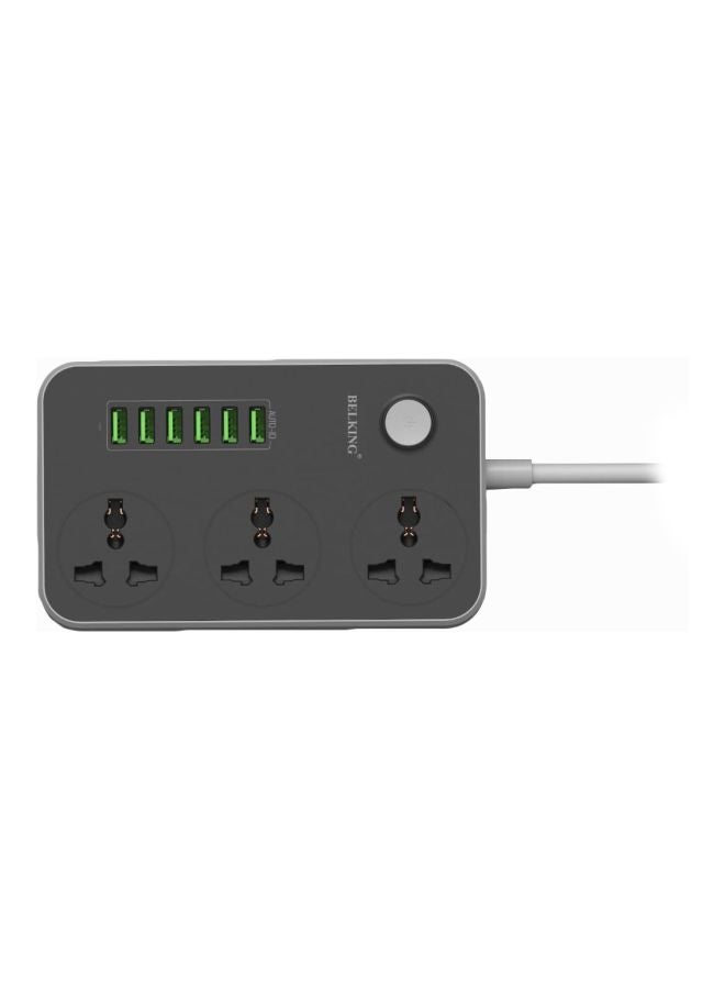 Belking 6 Port USB Hub With Three Power Socket Black/Grey  - Image 1