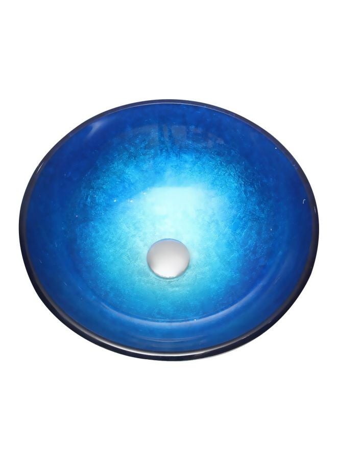 Round Shaped Glass Vessel Sink Blue 40x15x40cm