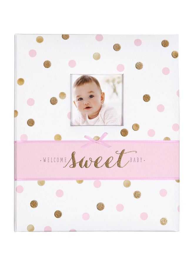 C.R. Gibson Welcome Sweet Baby Memory Book Pink/White  - Image 1