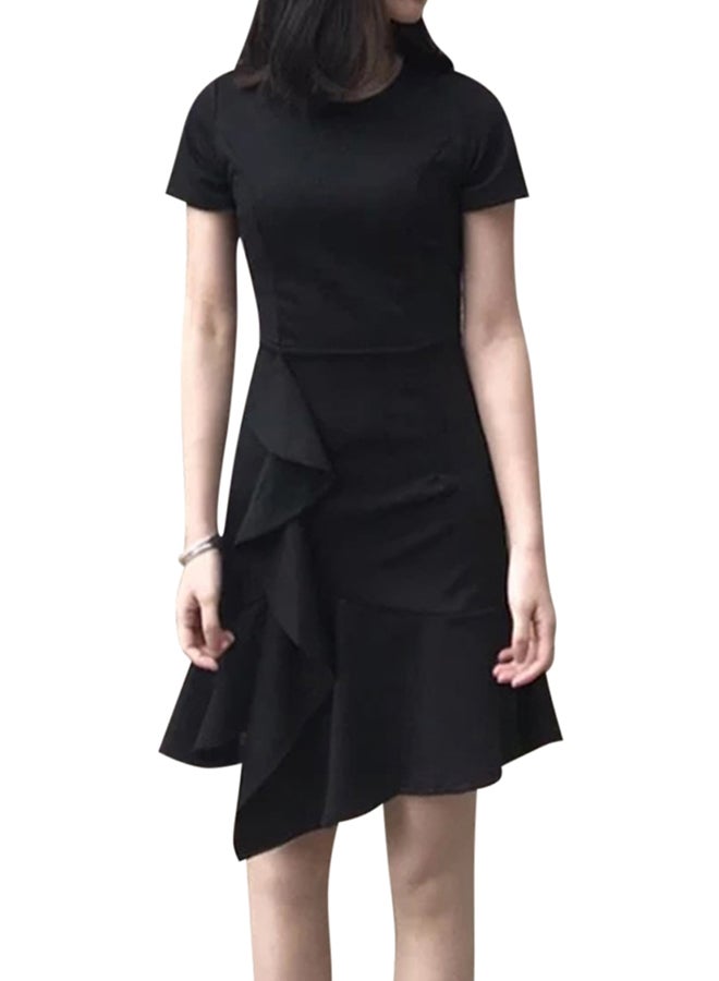 Casual Short Sleeve Mini Dress Black - Image 1