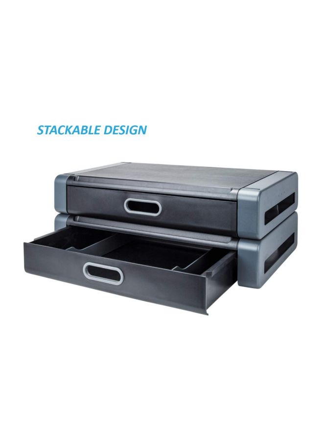 aidata - Deluxe Monitor Stand With Drawer /Grey Black/Grey - Image 1