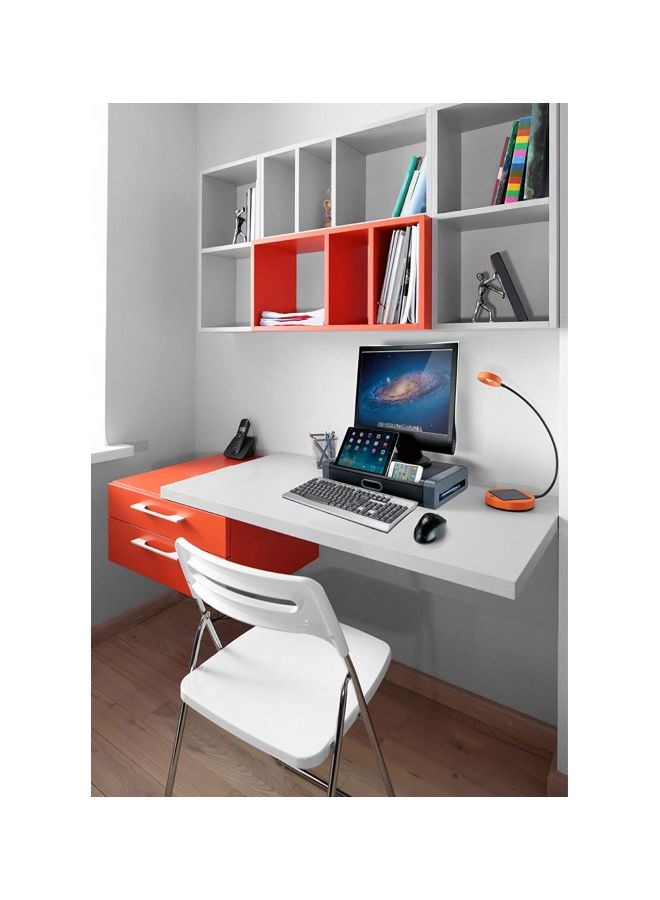 aidata - Deluxe Monitor Stand With Drawer /Grey Black/Grey - Image 1