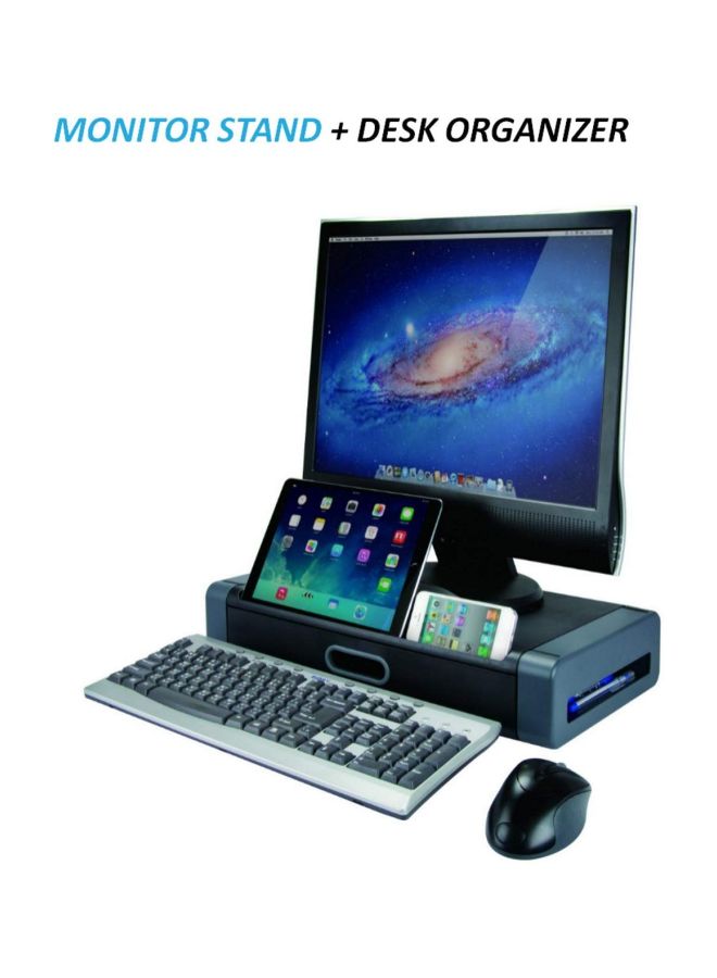 aidata - Deluxe Monitor Stand With Drawer /Grey Black/Grey - Image 1