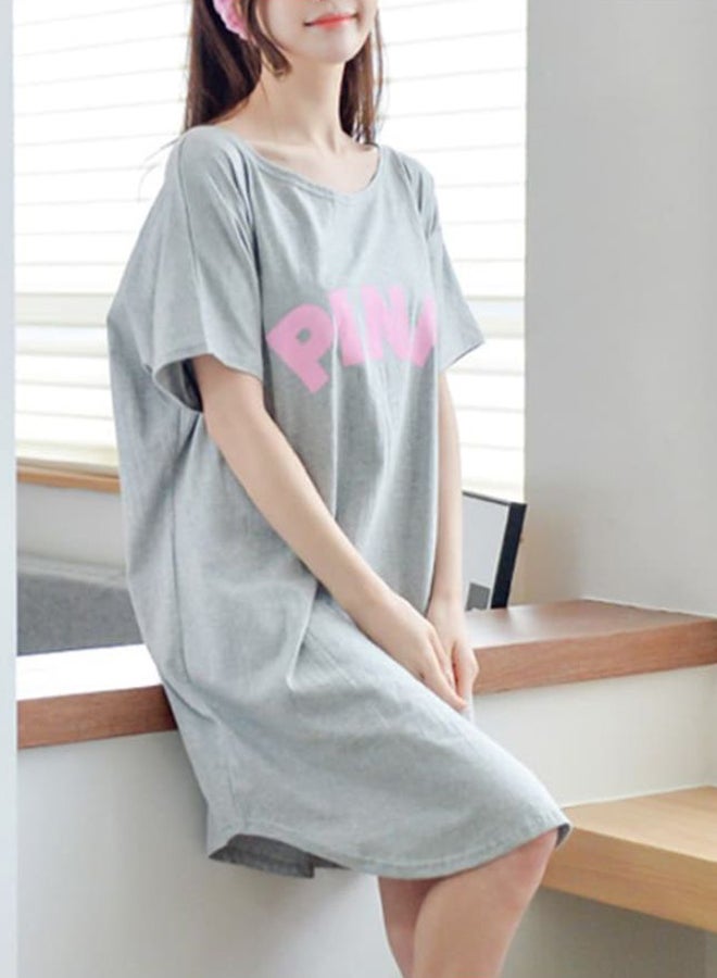 Casual Short Sleeve Mini T-Shirt Dress Grey - Image 2